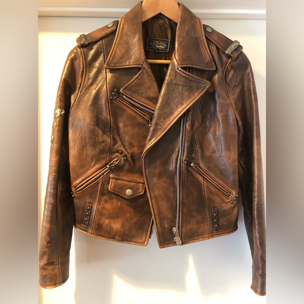 Original Lee Trevor women leather  jacket. with snakeskin detail.